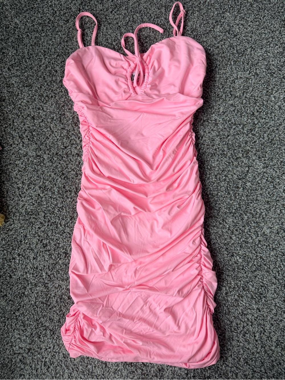 Tiger Mist Light Pink Ruched Mini Dress